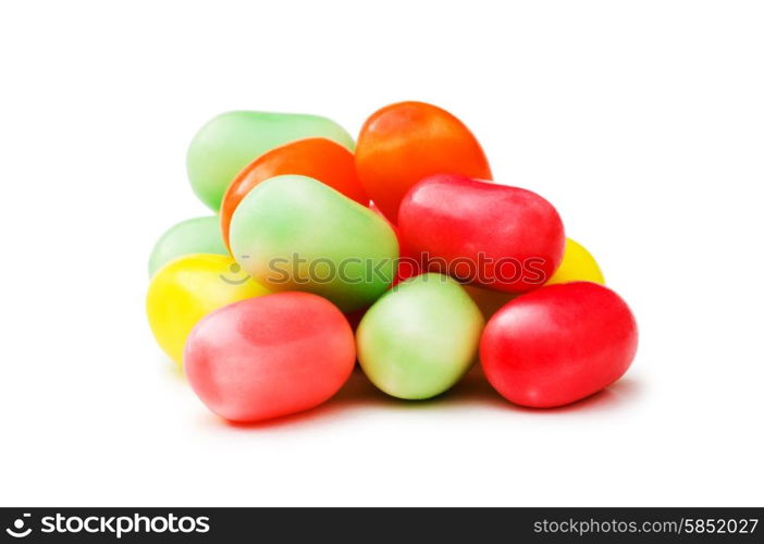 Various jelly beans isolated on the white background