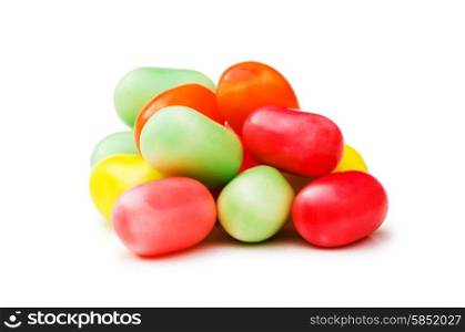 Various jelly beans isolated on the white background