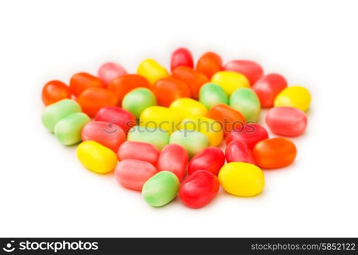 Various jelly beans isolated on the white background