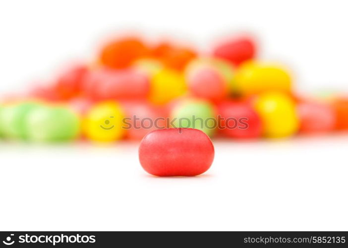 Various jelly beans isolated on the white background