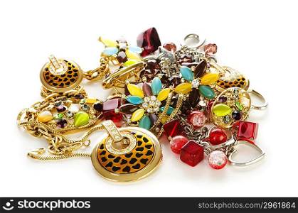 Various jewellery isolated on the white
