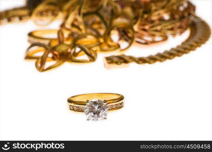 Various jewellery isolated on the white background