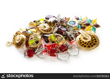 Various jewellery isolated on the white background