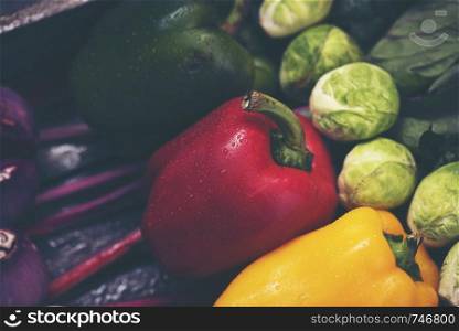 Various kinds of colorful vegetables Arranged to look appetizing