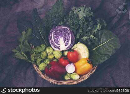 Various kinds of colorful vegetables Arranged to look appetizing