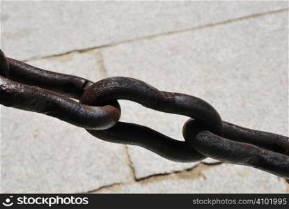 Various Links of a old an robust chain. Security concept