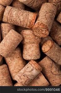Various macro wine and ch&agne corks. Top view.