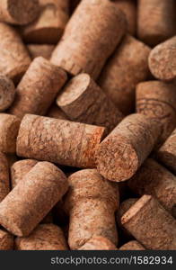 Various macro wine and champagne corks. Top view.