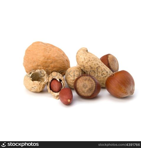 Various nuts mix isolated on white background
