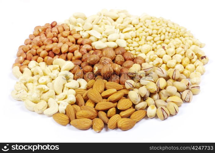 various nuts on a background