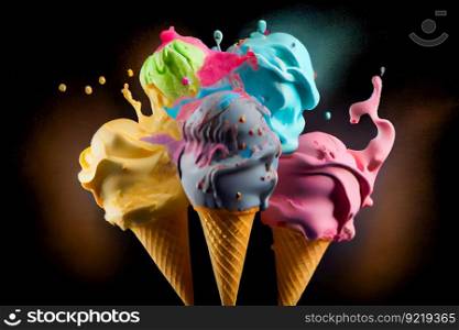 Various of ice cream.  Generative AI
