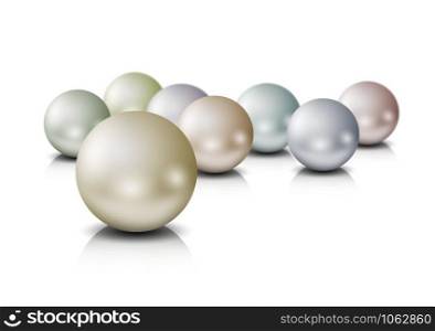 various pearls on white background