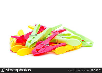 Various pegs isolated on the white background