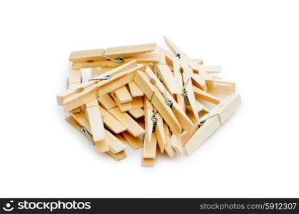 Various pegs isolated on the white background