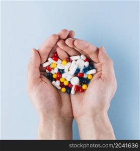 various pills hand