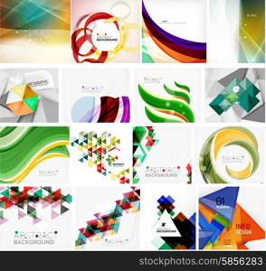 Various set of geometric abstract backgrounds. Various set of geometric abstract backgrounds - swirls waves lines geometric shapes and other