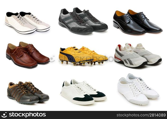 Various shoes isolated on the white