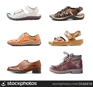 Various shoes isolated on white background