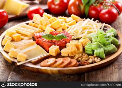various sorts of cheese on a plate