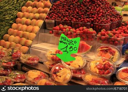 Various sorts of fruit at the market in Barcelona, Spain