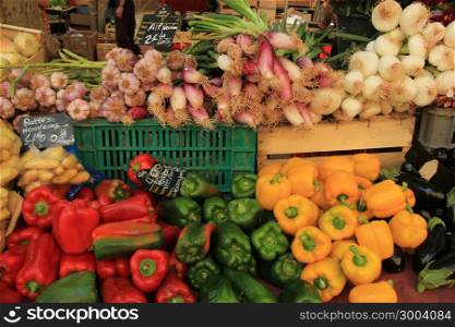Various sorts of vegetables at a French market
