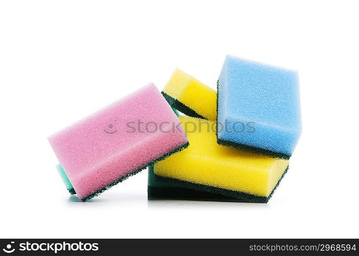 Various sponges isolated on the white background