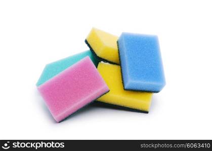 Various sponges isolated on the white background