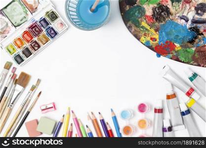 various stationery artistic items. Resolution and high quality beautiful photo. various stationery artistic items. High quality and resolution beautiful photo concept