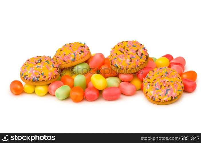 Various sweets isolated on the white background