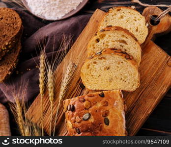 Various types of fresh baked bread