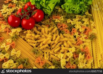 Various types of Italian pasta background. Various types of Italian pasta background. Spaghetti. Pasta. Italian food. Noodles.