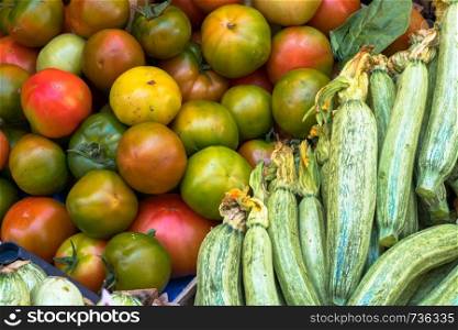 Various vegetables exposed in open market