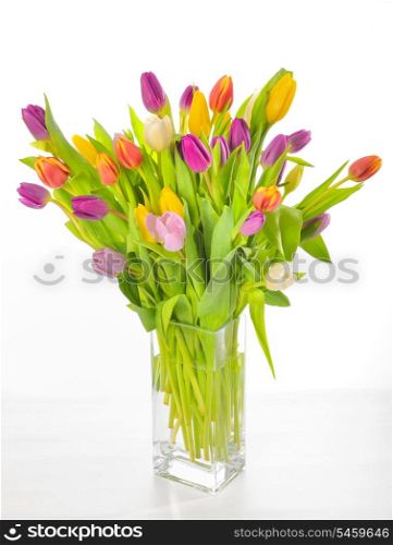 Vase of Tulips isolated on white background