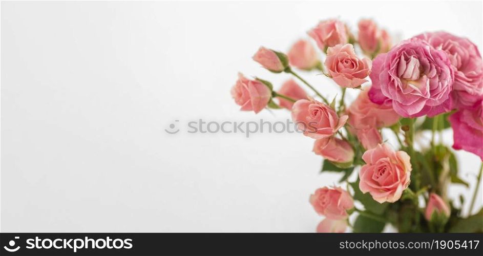 vase with roses table copy space. Beautiful photo. vase with roses table copy space