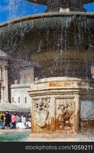 Vatican fountain in St. Peter?s Square in Rome. Vatican City Italy