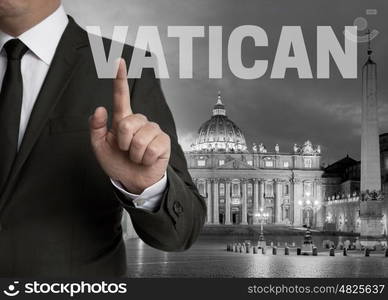 vatican skyline at night with businessman concept.