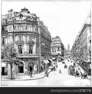 Vaudeville Theatre, Rue de la Chaussee d'Antin, Holy Trinity, vintage engraved illustration. Paris - Auguste VITU ? 1890.