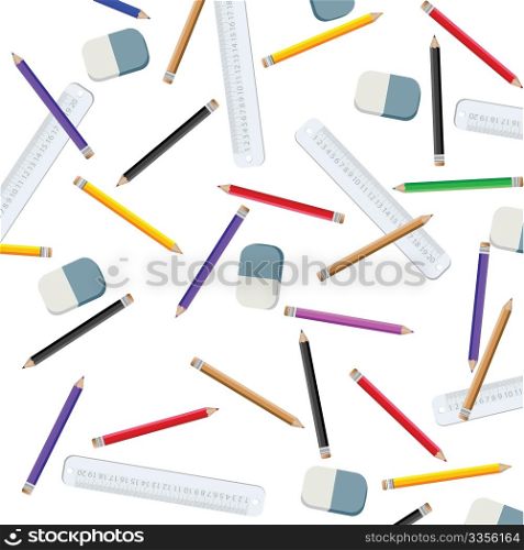 Vcetor illustration with school supplies, isolated objects over white background