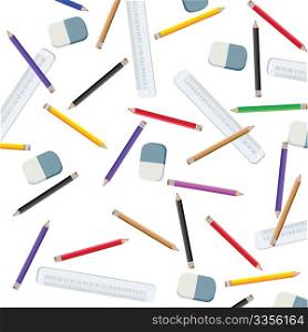 Vcetor illustration with school supplies, isolated objects over white background