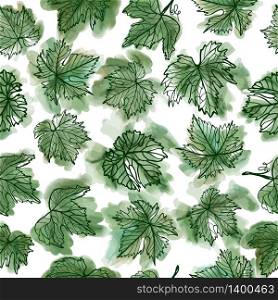 Vctor elegant seamless pattern with decorative grape leaves.. elegant seamless pattern with decorative grape leaves for your design