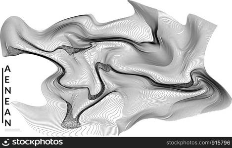 Vector abstract dynamic dotted waves, curvy line on white backgrounds. Modern web template or landing page with fluid blended curves and black dots. Big data digital futuristic shape on white.