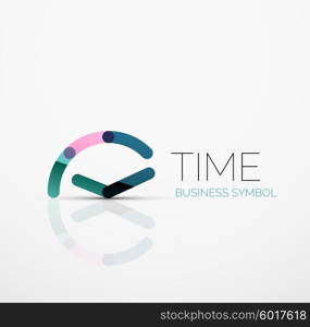 Vector abstract logo idea, time concept or clock business icon. Creative logotype design template made of overlapping multicolored line segments