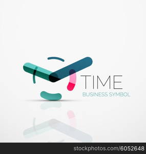 Vector abstract logo idea, time concept or clock business icon. Creative logotype design template made of overlapping multicolored line segments