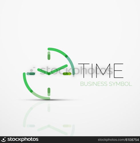 Vector abstract logo idea, time concept or clock business icon. Creative logotype design template made of overlapping multicolored line segments