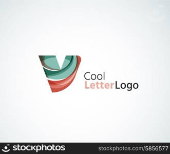 Vector alphabet letter logo. Created with transparent colorful overlapping geometric shapes, waves and flowing elements