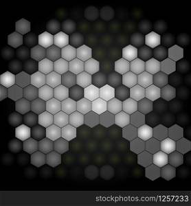 vector background of monotone hexagons with shadows
