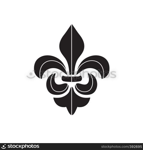 Vector black Fleur de lis ornament icon on white background. Royal heraldic symbol. Vector illustration. Vector Fleur de lis ornament icon on white background. Royal heraldic symbol. Vector illustration.