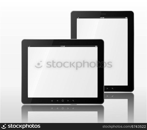 Vector black tablet computers with reflection. EPS 10