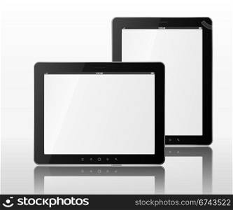 Vector black tablet computers with reflection. EPS 10