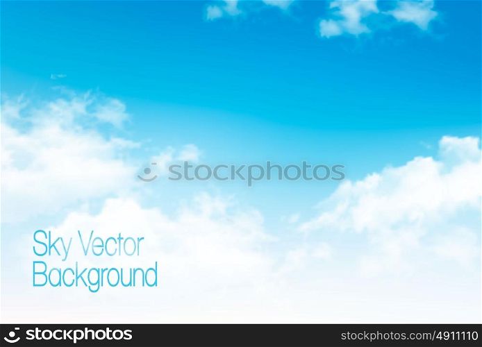 Vector blue sky panorama with transparent clouds. Vector background.